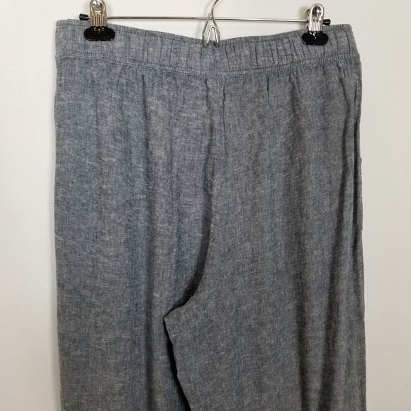 Sigrid Olsen Women Linen Blend Wide Leg Pants Sz L Gray Electric Waist Crop - Picture 5 of 8